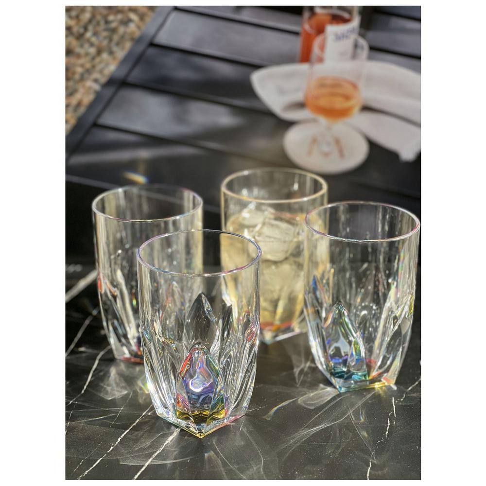 None 17 oz. Designer Rainbow Diamond Acrylic Wine Glasses Set (Set of 4)