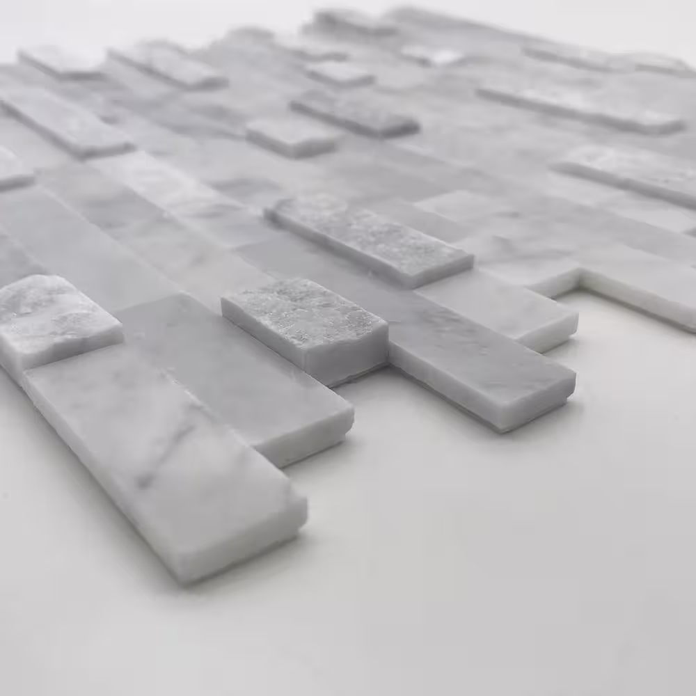 None Carrara White 11.5 in. x 10.7 in. Natural Marble Peel and Stick Tile (5-Tiles, 4.5 sq. ft.)