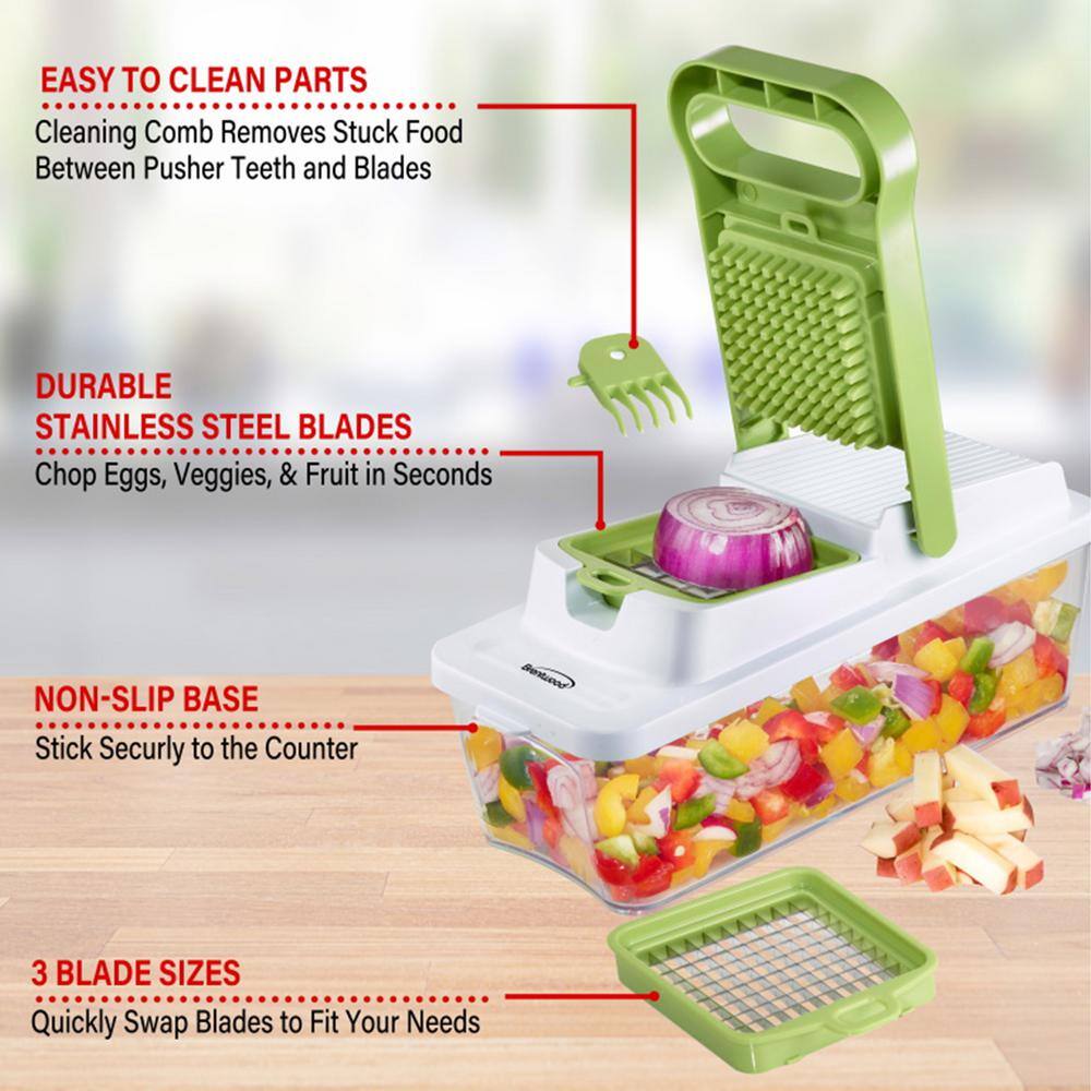 Brentwood Food Chopper and Vegetable Dicer with 6.75 Cup Storage Container in Green