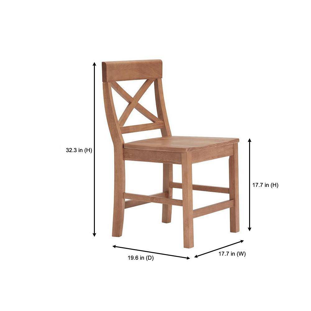 StyleWell Cedarville Patina Oak Finish Dining Chair with Cross Back (Set of 2) (19.42 in. W x 31.98 in. H)