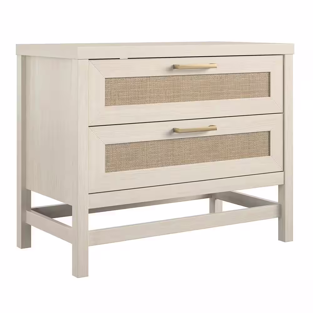 Ameriwood Home Leeland 2-Drawer Ivory Oak Nightstand 24.02 in. H x 29.69 in. W x 15.67 in. D