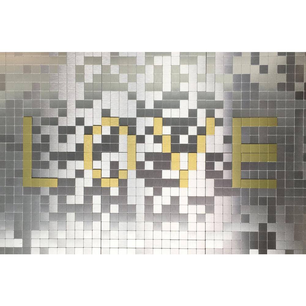 Art3d Square Mosaic Tile Silver 12 in. x 12 in. PVC Peel and Stick Tile Backsplash (5-sq.ft./Case)