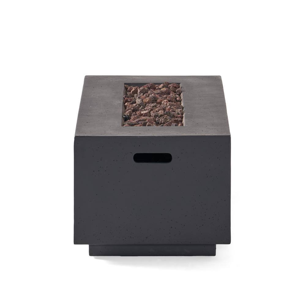 Noble House Mayfair Dark Gray Rectangular Stone Fire Pit (No Tank Holder)
