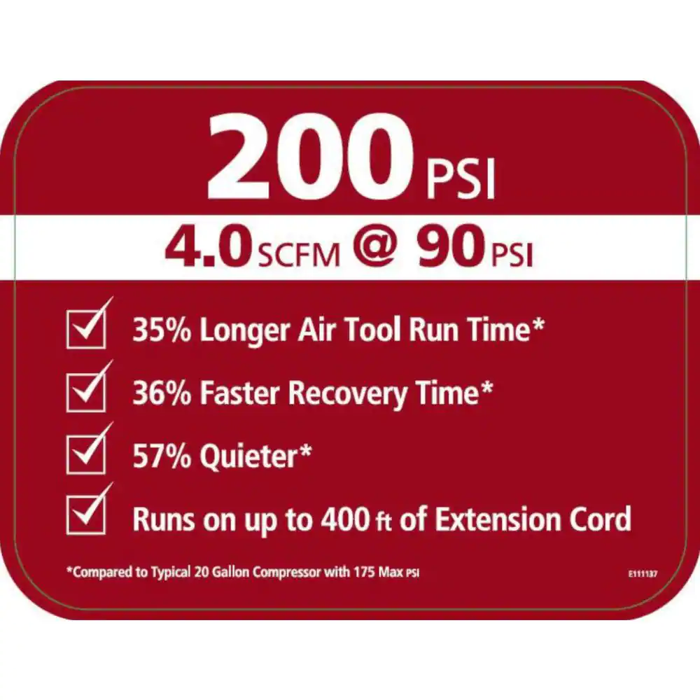 Husky 20 Gal. 200 PSI Oil Free Portable Vertical Electric Air Compressor