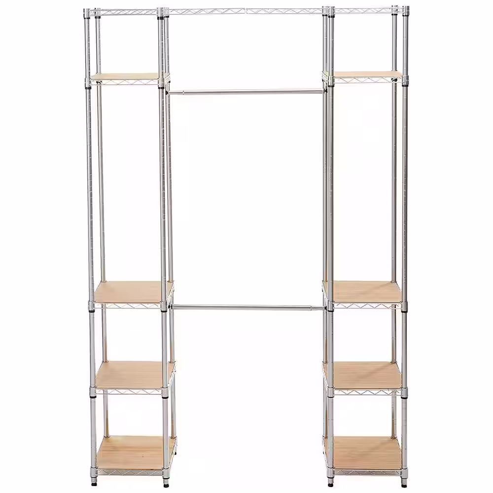 TRINITY 14 in. D x 76 in. W x 84 in. H Chrome Expandable Wire Closet System Organizer