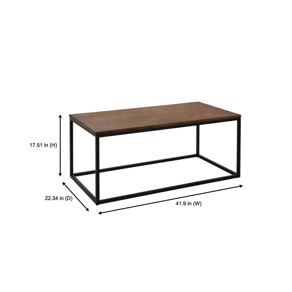 StyleWell Donnelly Black Rectangular Coffee Table with Haze Wood Top