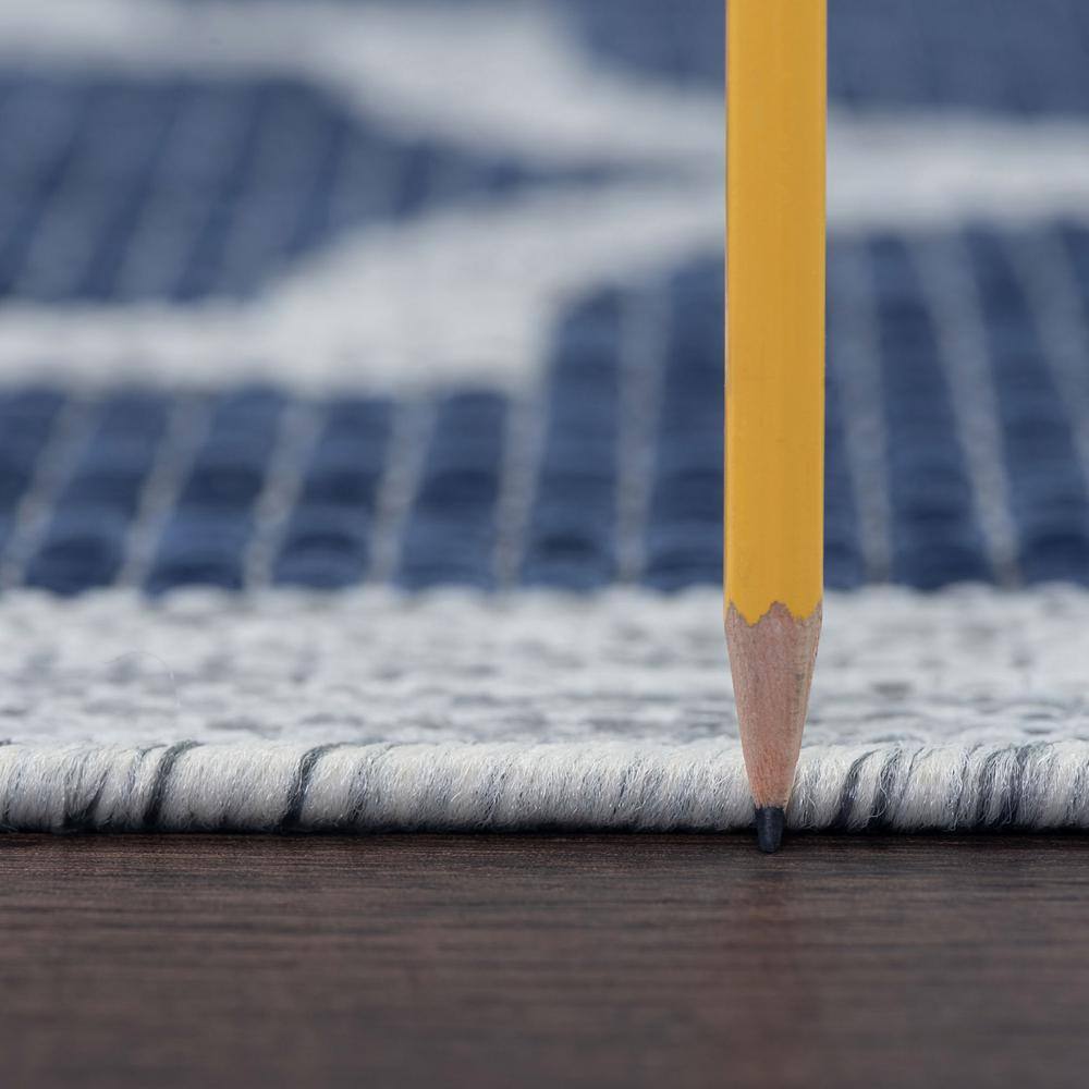 Tayse Rugs Veranda Geometric Navy 8 ft. x 10 ft. Indoor/Outdoor Area Rug