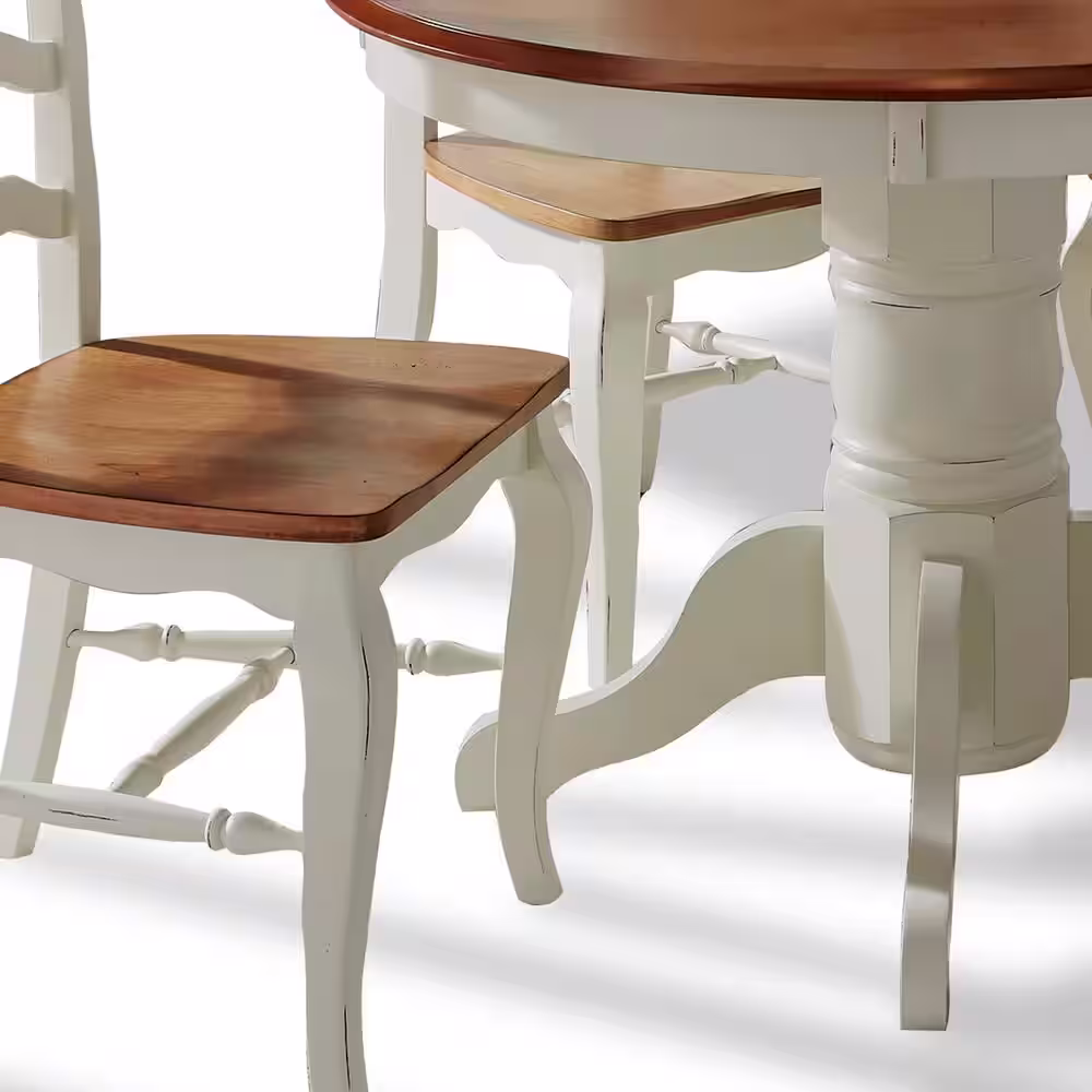 HOMESTYLES French Countryside Oak and Rubbed White Dining Table