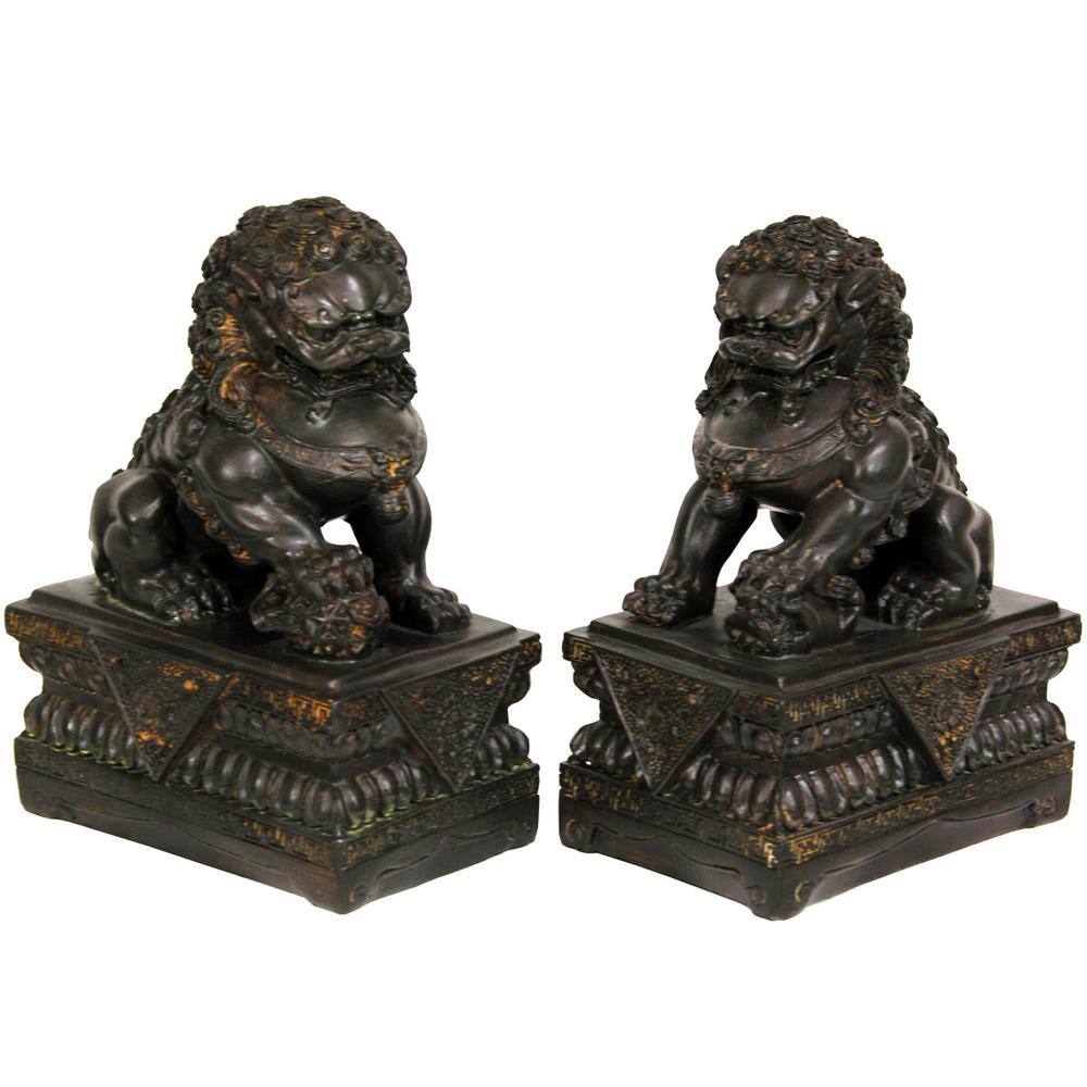 Oriental Furniture 9 in. Foo Dog Decorative Statues (Set of 2)