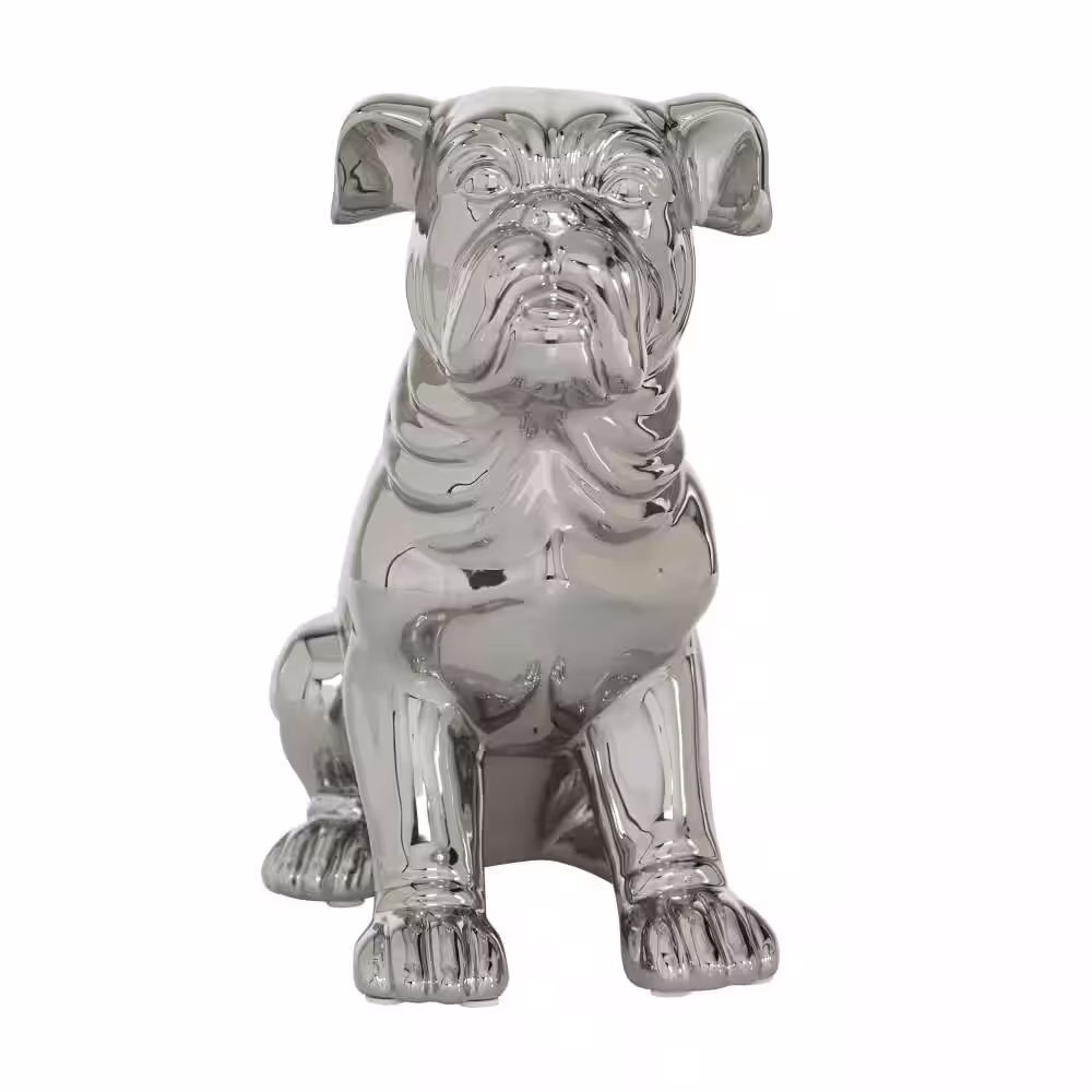 Novogratz Silver Ceramic Dog Sculpture