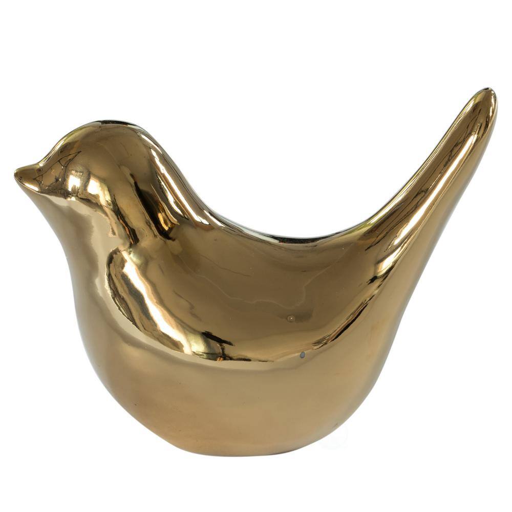 Uniquewise Modern Accent Table Decor Ceramic Gold Bird Figurine Statue Ornament