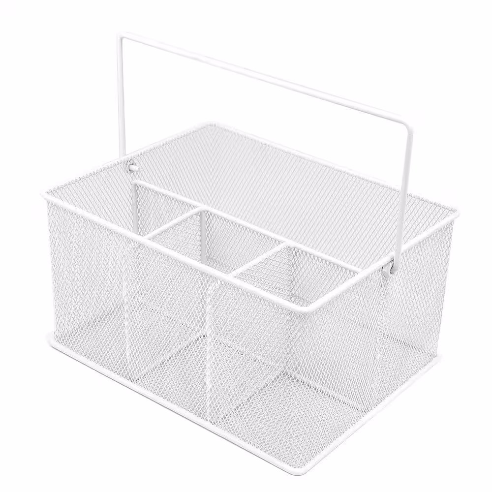 Sorbus Multi-Purpose Steel Mesh White Steel Utensil Caddy with convenient carrying handle