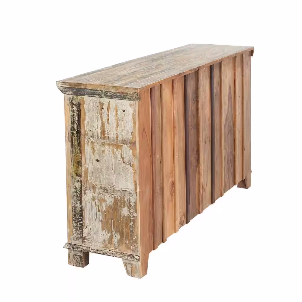 Litton Lane Dark Brown Reclaimed Wood 6 Drawers 1 Shelf and 2 Doors Cabinet