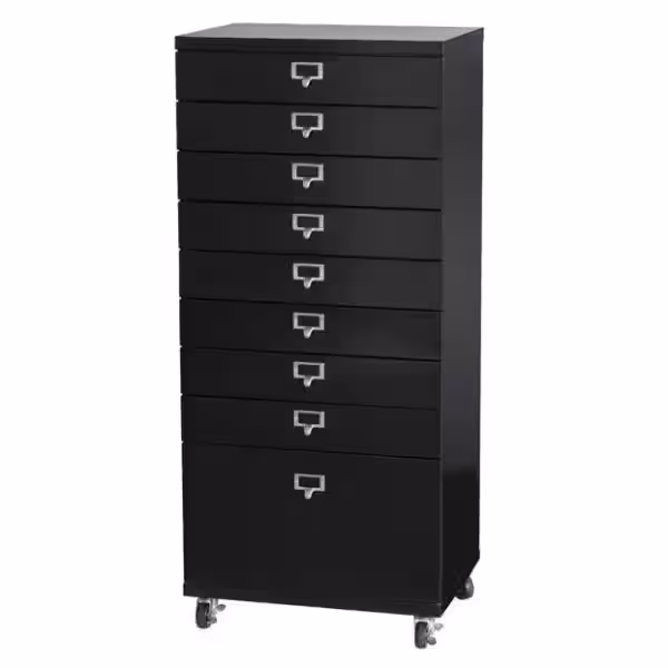 Home Decorators Collection Becker 9-Drawer Antique Bronze Metal Storage Cart