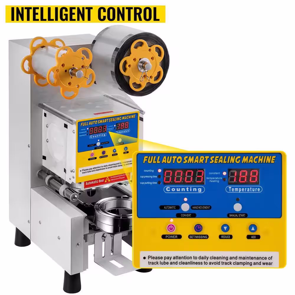 VEVOR Automatic Cup Sealing Machine 3.54 in. to 3.74 in. Boba Cup Sealer 450 Watt for Bubble Tea Bottle Drinks Coffee