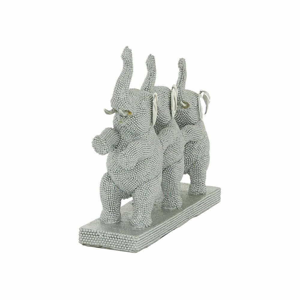 Litton Lane Silver Polystone Elephant Sculpture