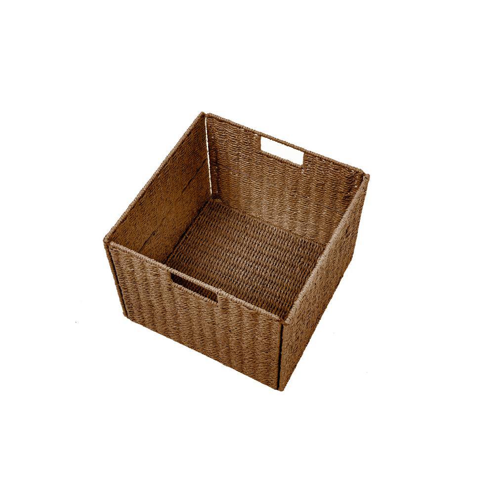 Trademark Innovations 12 in. H x 12 in. W x 12 in. D Brown Wicker Cube Storage Bin 4-Pack