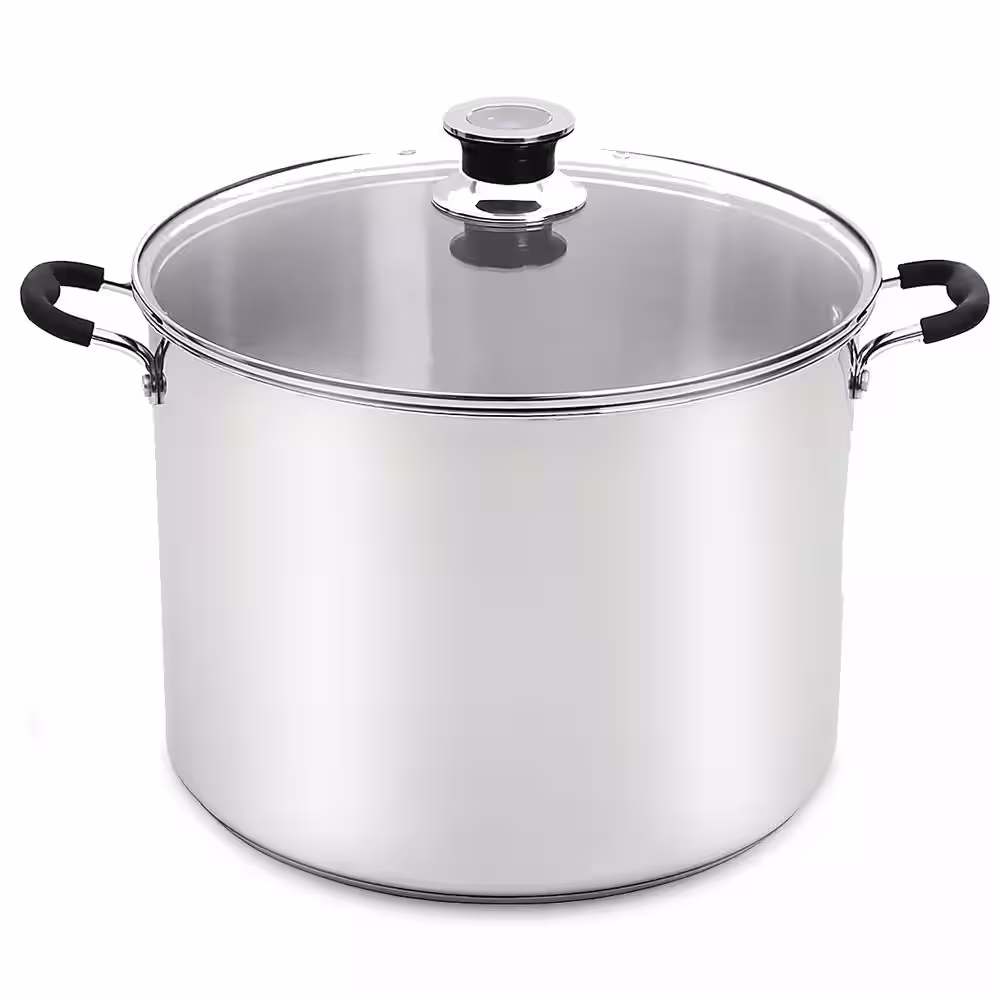 Barton 20 qt. Water Bath Silver Stainless Steel Gas Electric Stock Pots with Temperature Indicator and Canning Jars