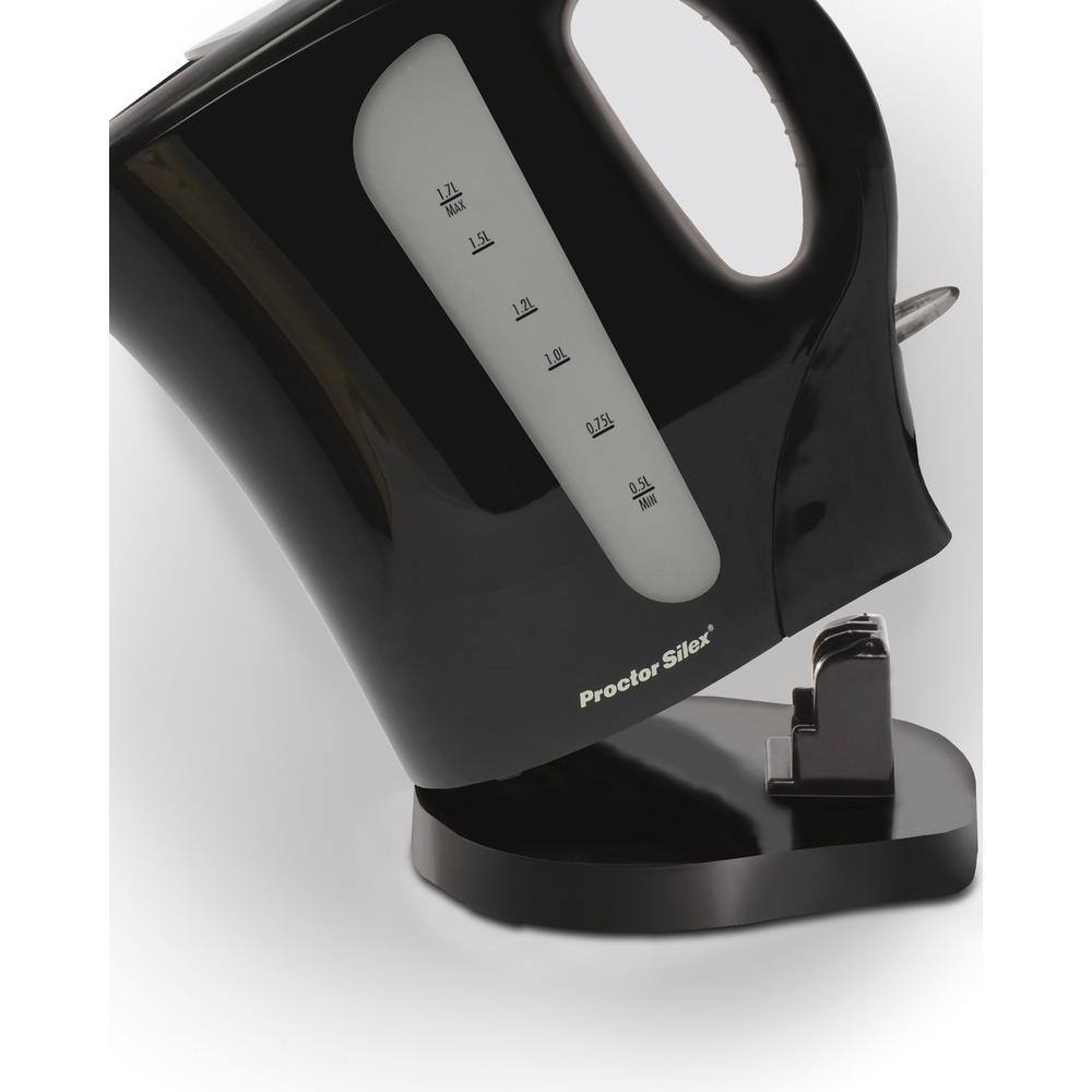 Proctor Silex 7-Cup Black Cordless Electric Kettle