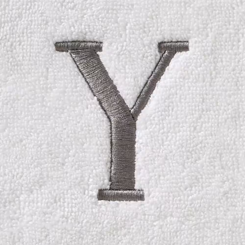 SKL Home Casual Monogram Letter Y Bath Towel, white, cotton