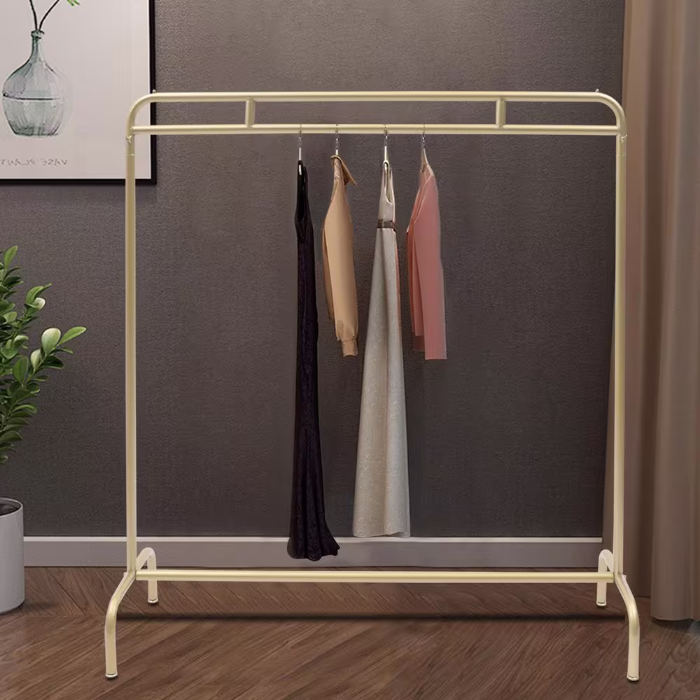 None Gold Iron Freestanding Industrial Pipe Clothes Rack 47.2 in. W x 53.1 in. H