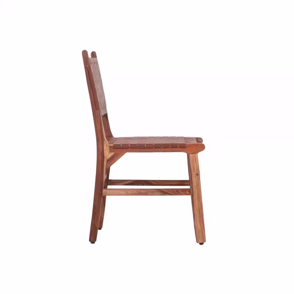 PRIMO INTERNATIONAL Orson Solid Wood Dining Chair with Brown Woven Leather Back/Seat (set of 2)