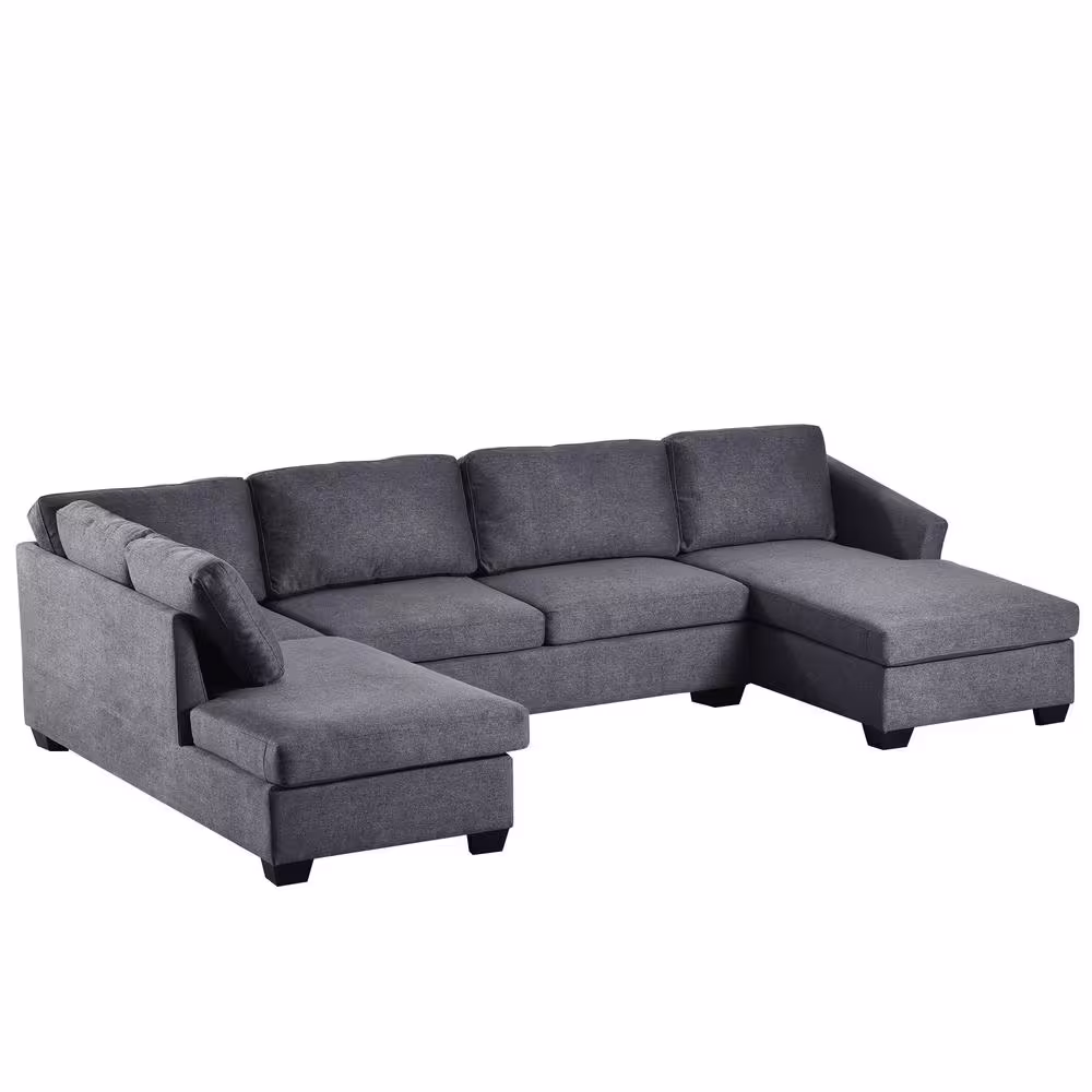 Harper & Bright Designs 116.9 in. W Flared Arm Polyester Modern Large U Shaped Sectional Sofa in Gray