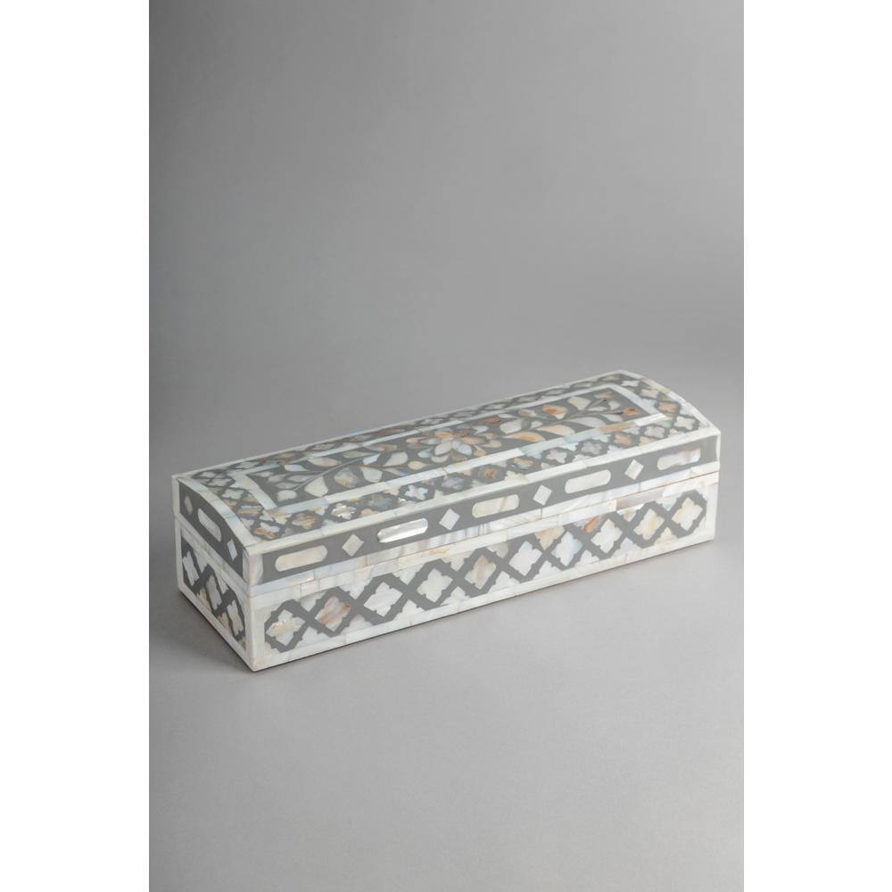 GAURI KOHLI Jodhpur Mother of Pearl Decorative Box - Gray 12 in.