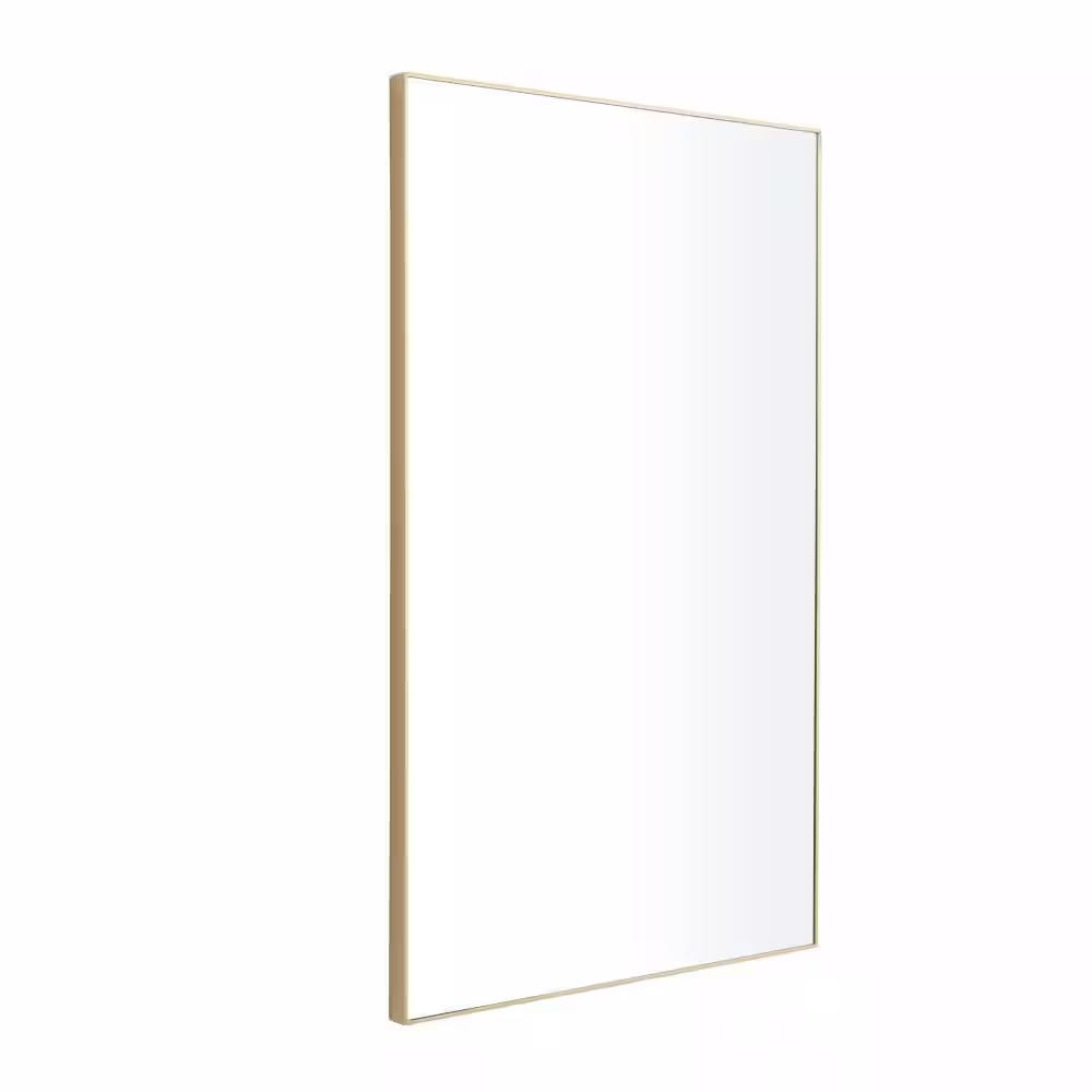 Litton Lane 40 in. x 24 in. Rectangle Framed Gold Wall Mirror with Thin Frame