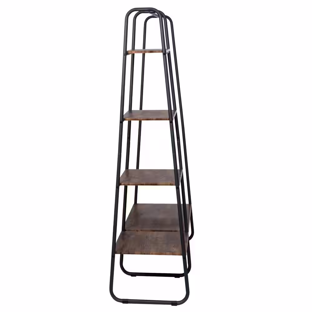 Honey-Can-Do Black/Natural Steel and MDF Clothes Rack 39.4 in. W x 59.6 in. H