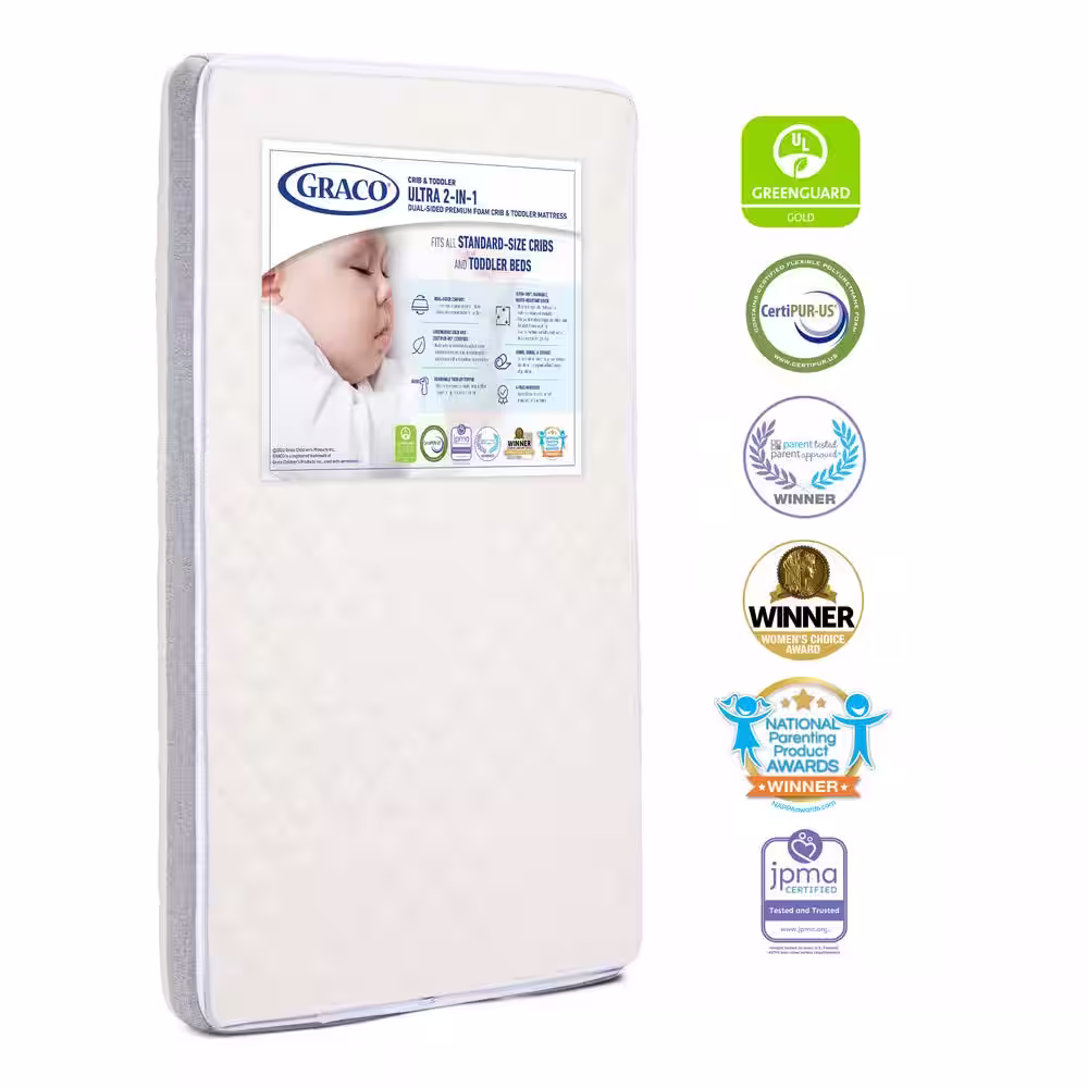 Graco Ultra-Premium White 2-in-1 Crib Mattress