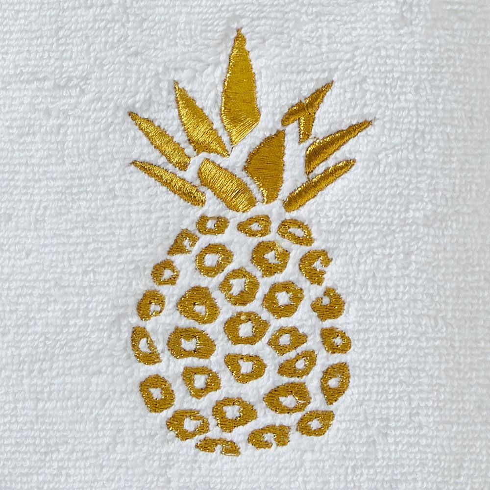 SKL Home Gilded Pineapple White 2 Piece Hand Towel Set, White, cotton