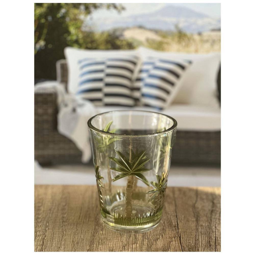Aoibox Set of 4 15 oz. Classic Palm Tree premium Quality Unbreakable Stemless Acrylic Tumbler Glasses