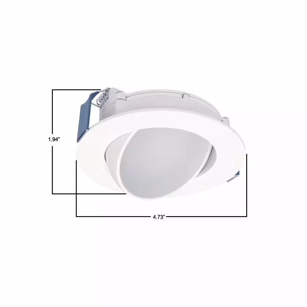 HALO HLA Series 4 in. Adjustable CCT Canless IC Rated Dimmable Indoor, Outdoor Integrated LED Recessed Light Gimbal Trim
