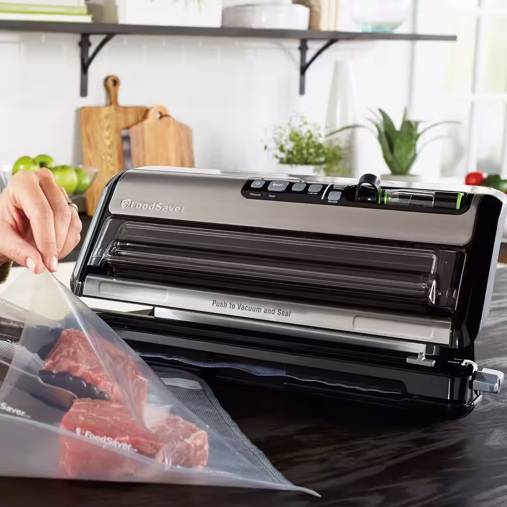 FoodSaver 2-in-1 Black/Stainless Steel Vacuum Sealer System with Starter Kit