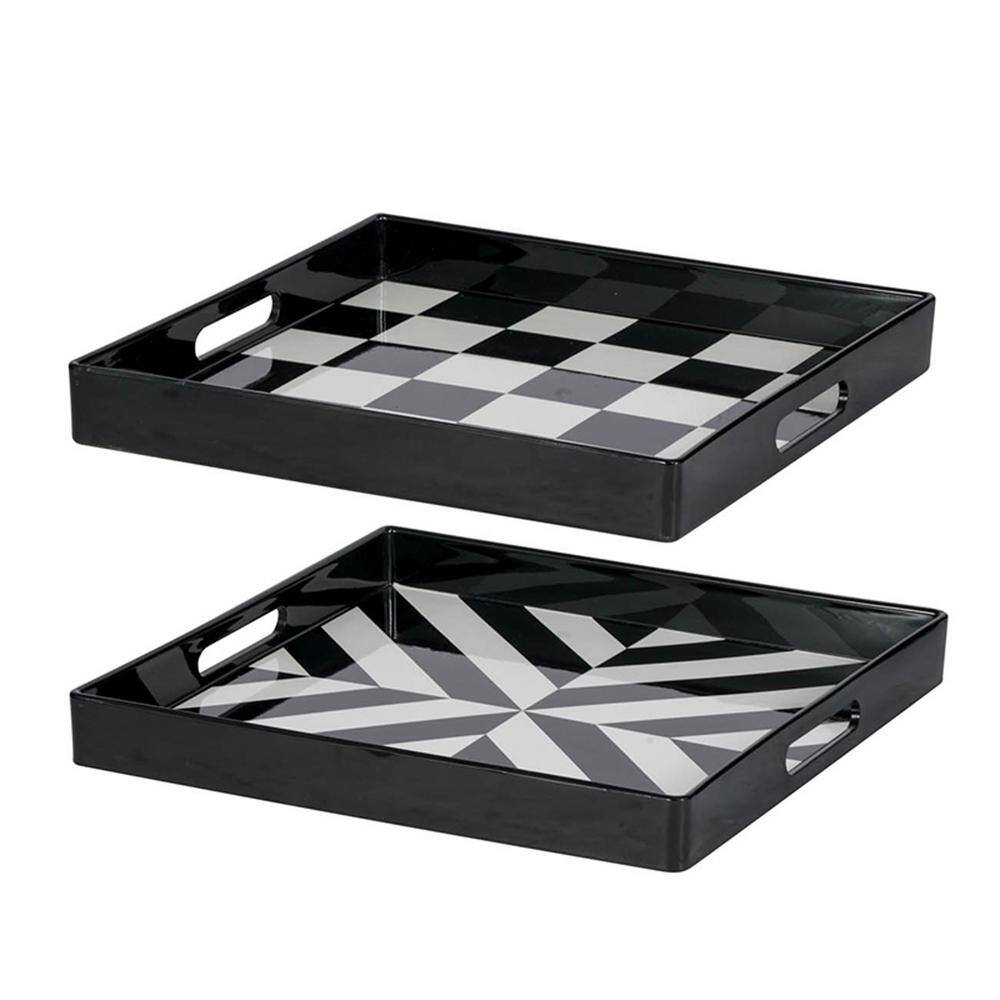 A & B Home Black, White Tray