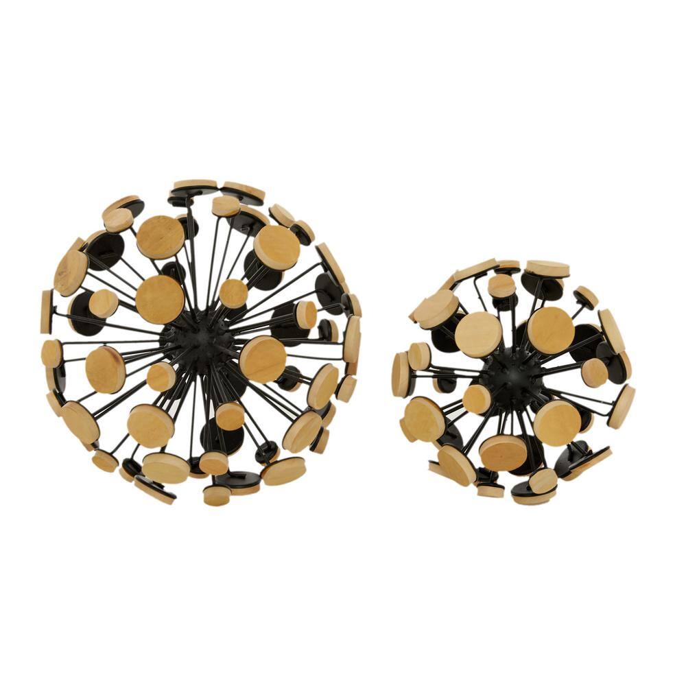 Litton Lane Brown Metal Modern Abstract Sculpture (Set of 2)