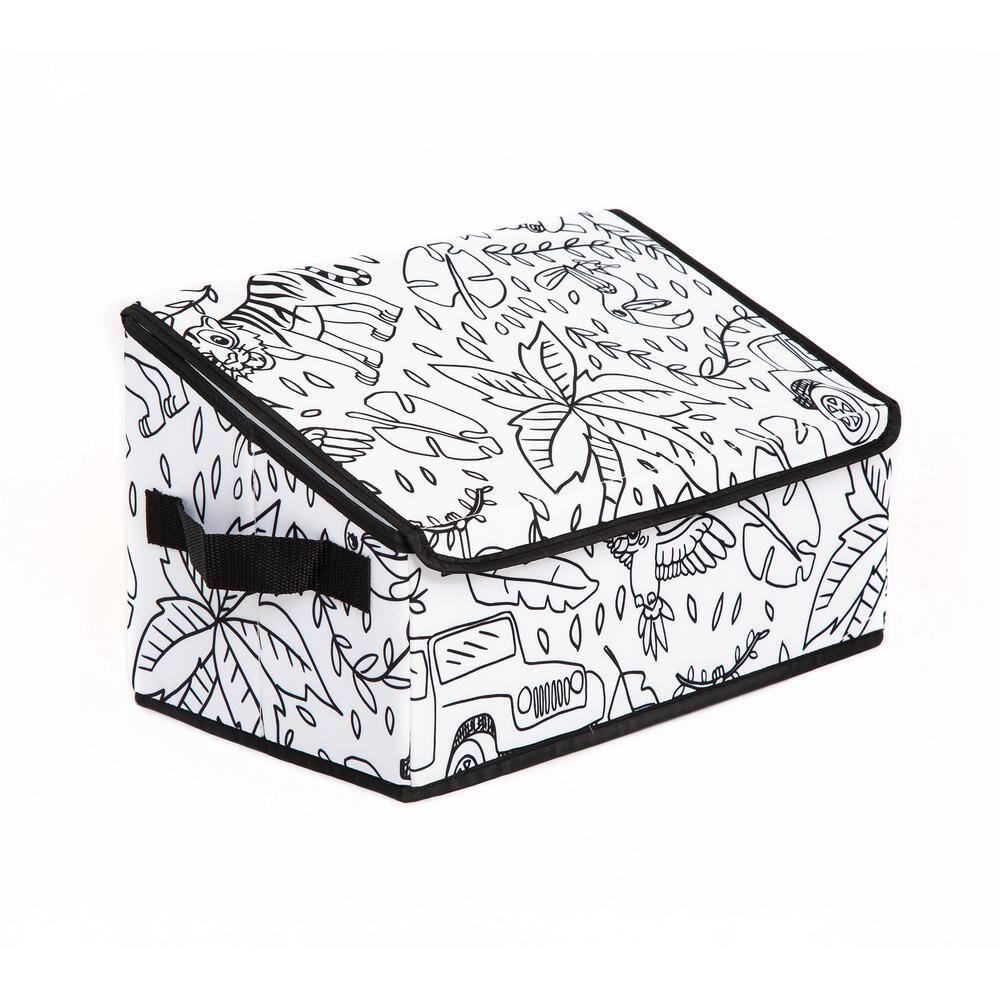 BAUM Kid's White Coloring Cube Storage Bin Coloring with Lids and with 4-Pack of Washable Markers