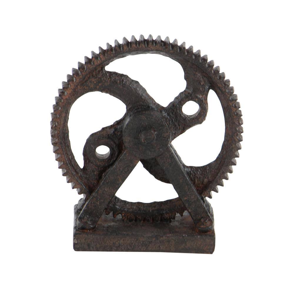 Litton Lane Brown Polystone Gear Sculpture