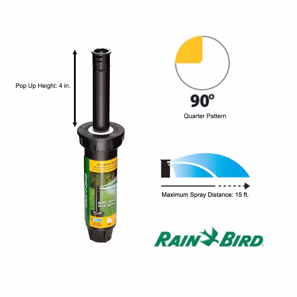 Rain Bird 1804 Dual Spray Quarter Pattern 4 in. Pop-Up Spray Head