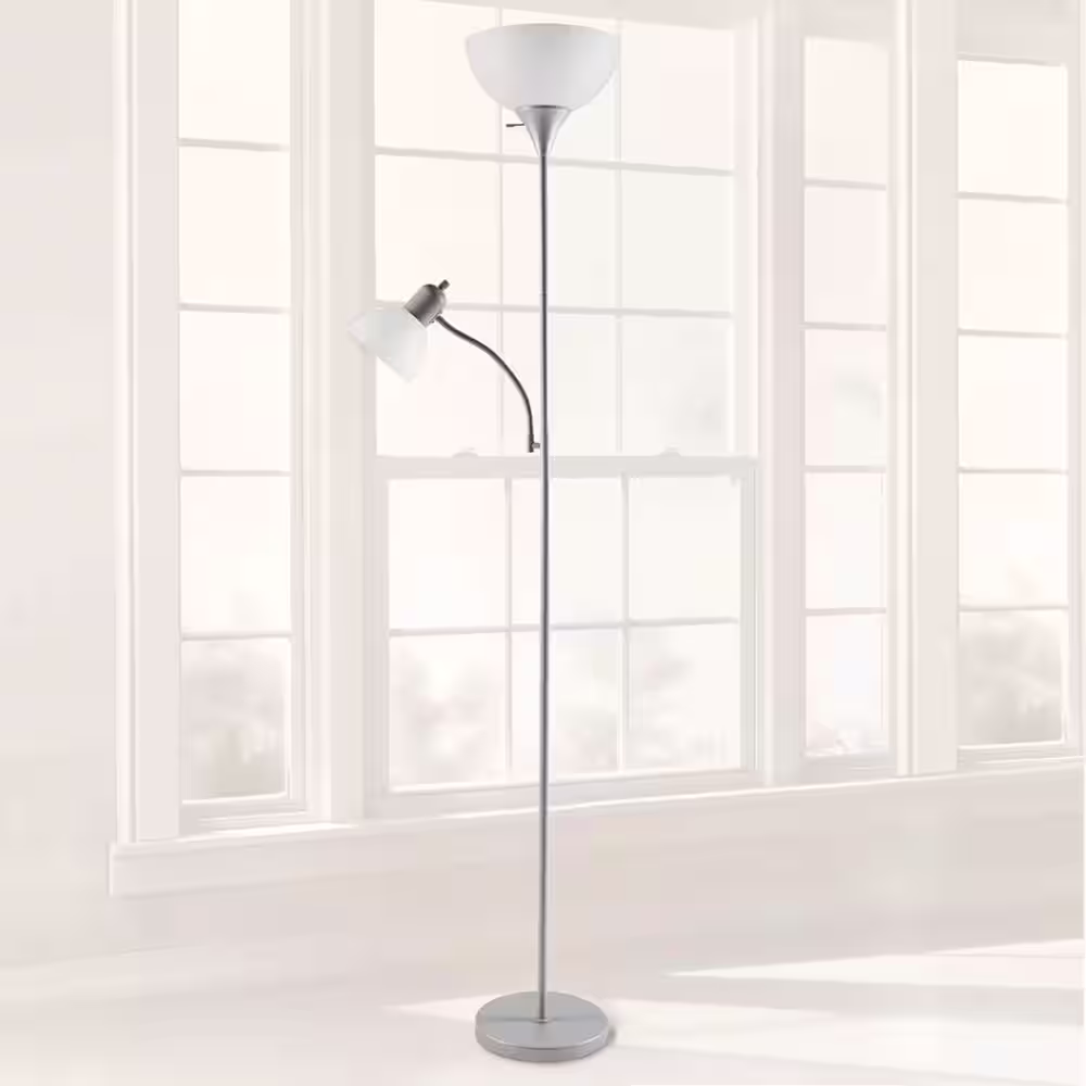 Hampton Bay 71.5 in. Silver Mother/Daughter Floor Lamp