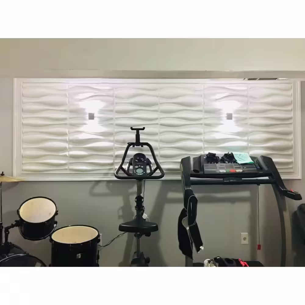 Art3d Wave White 3D Wall Panel Paintable Wall Paneling 19.7 in. x 19.7 in. (32 sq.ft./box)