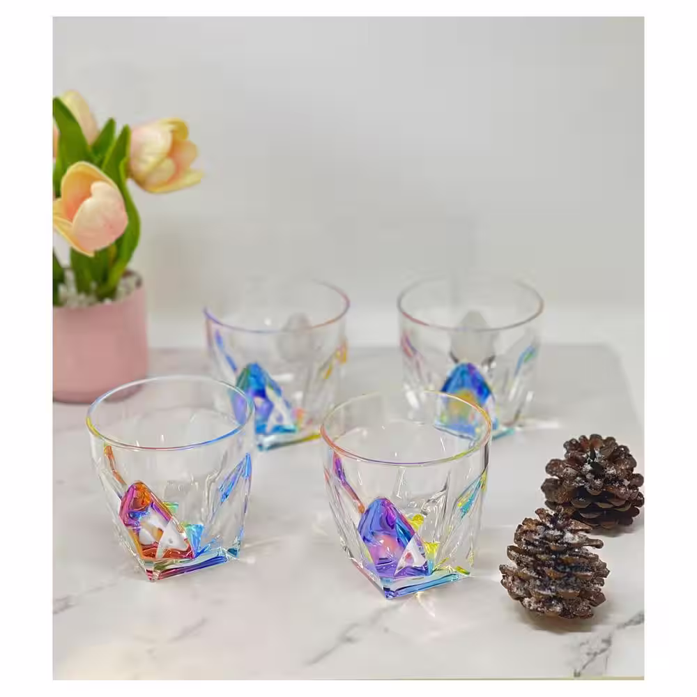 None 9 oz. Designer Rainbow Diamond Acrylic Wine Glasses Set (Set of 4) 9 oz.