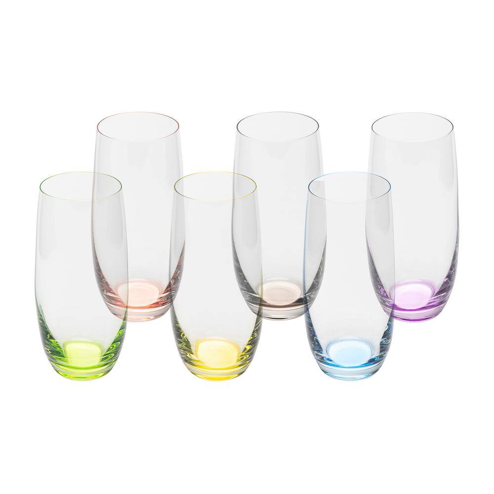 None Rainbow 12 oz. Highball Glass x 6 Assorted Colors (Set of 6)