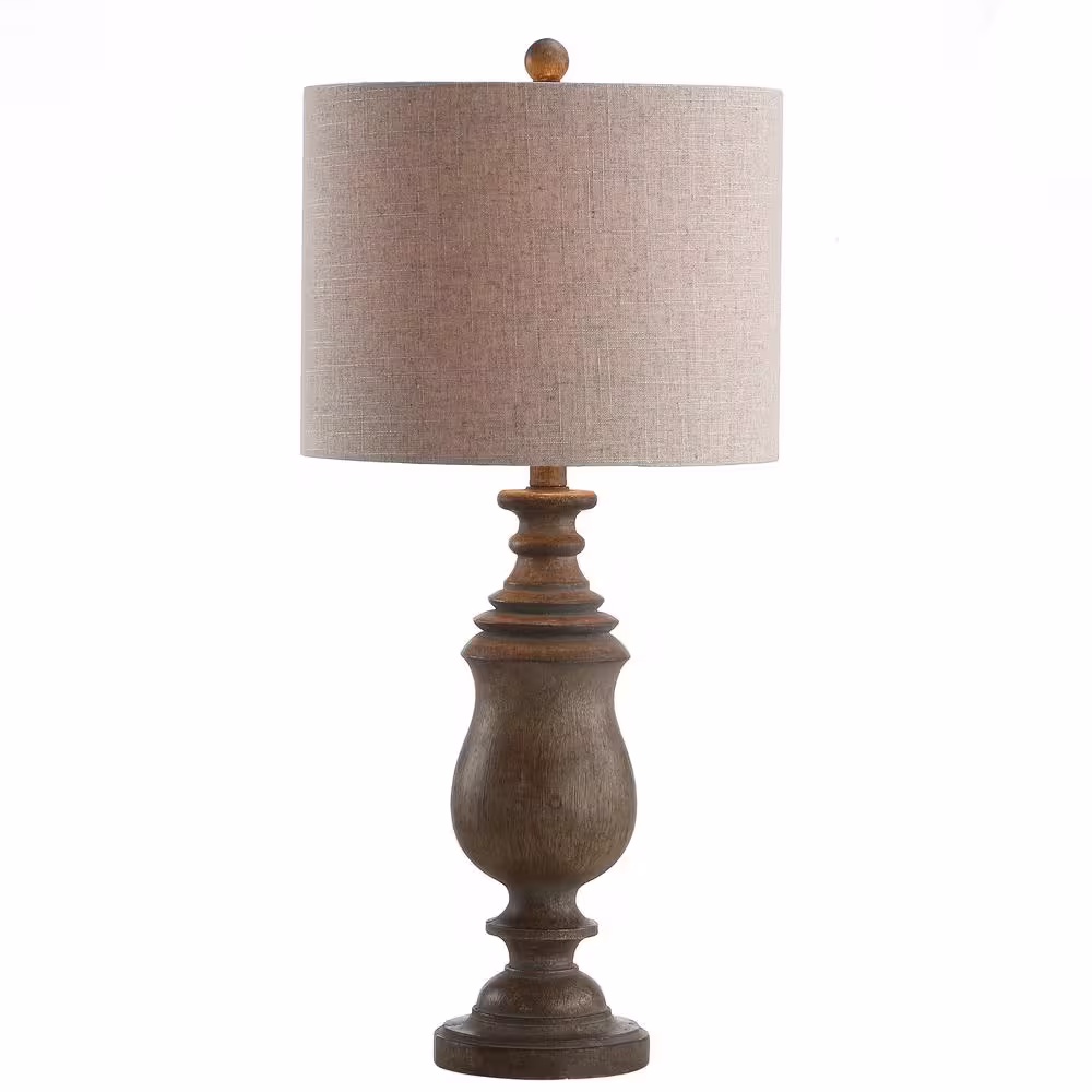 None Abeline 28.5 in. Resin LED Table Lamp, Brown Faux Wood