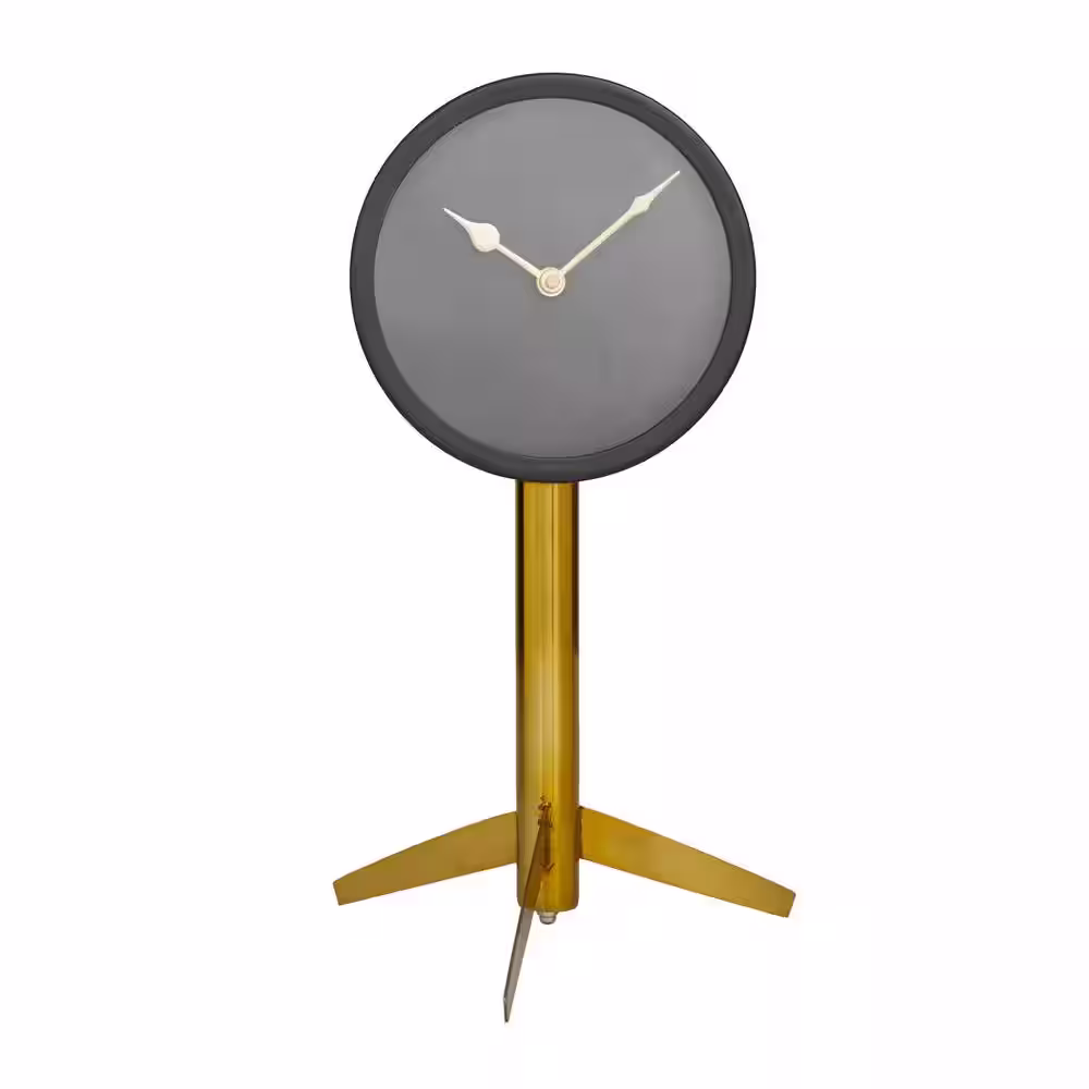 Novogratz Black Stainless Steel Clock with Gold Stand