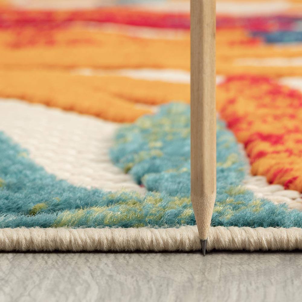 Tayse Rugs Oasis Floral Multi-Color 8 ft. x 10 ft. Indoor/Outdoor Area Rug