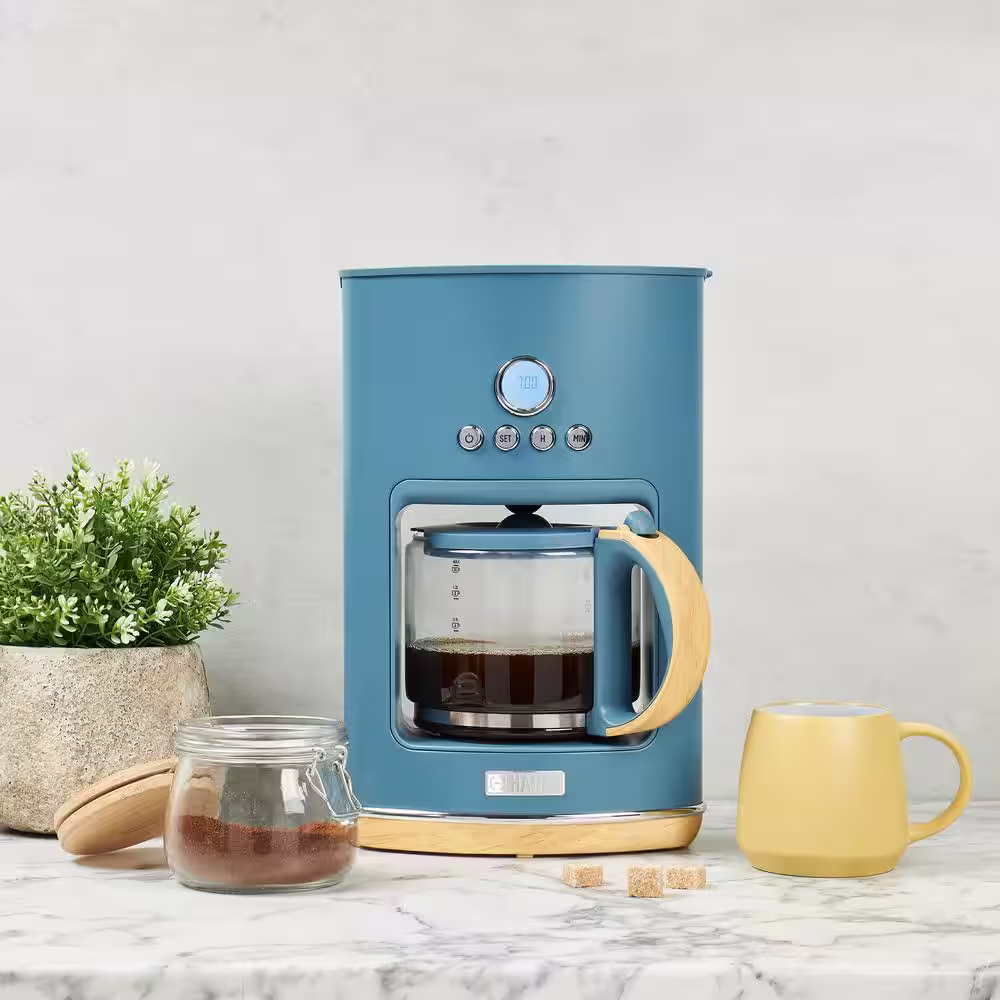 HADEN Dorchester 10 Cups Stone Blue Drip Coffee Maker with Keep Warm and Delay Brew Functions
