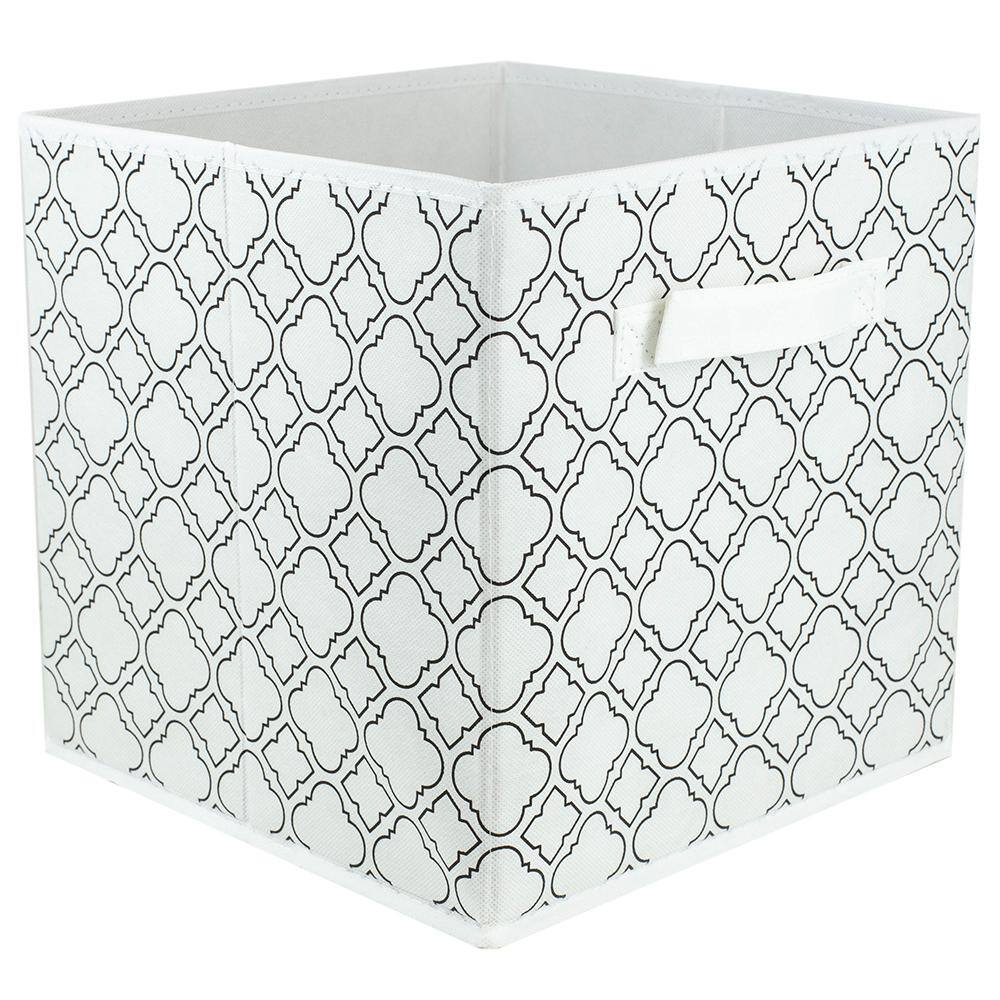 Home Basics 10.5 in. H x 10.5 in. W x 10.5 in. D White Fabric Cube Storage Bin