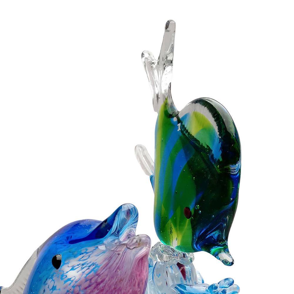 Dale Tiffany Coral Reef 21 in. Black Art Glass Sculpture with Metal Shade